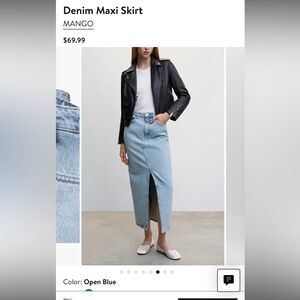 Mango denim maxi skirt with front slit